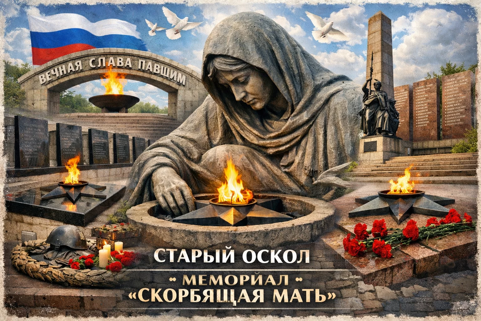Мемориал &laquo;Скорбящая мать&raquo; в городе Старый Оскол