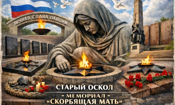 Мемориал &laquo;Скорбящая мать&raquo; в городе Старый Оскол