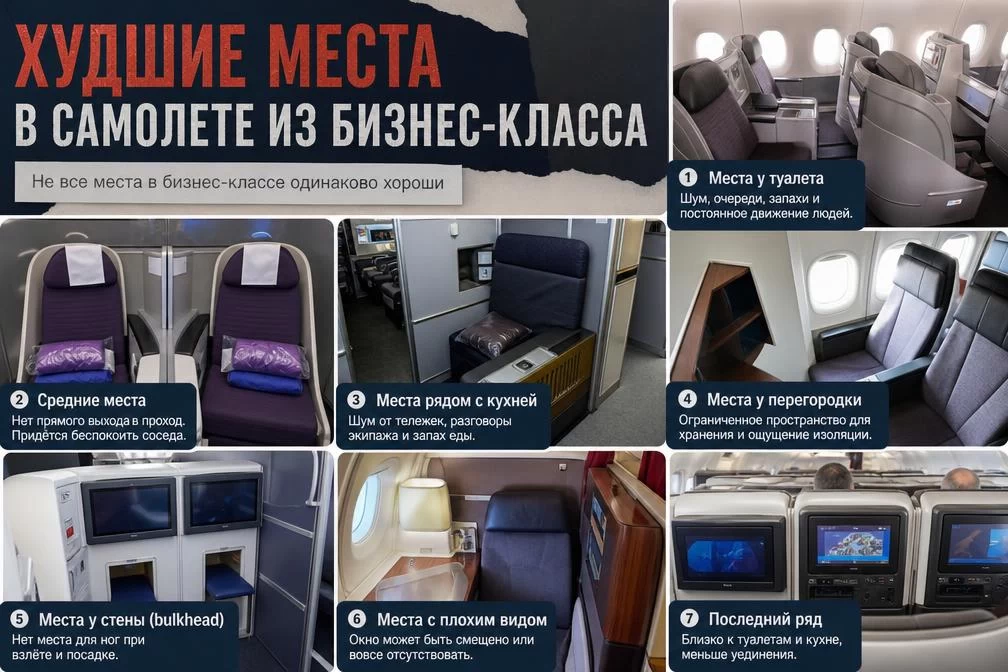 Худшие места в самолете бизнес-класса