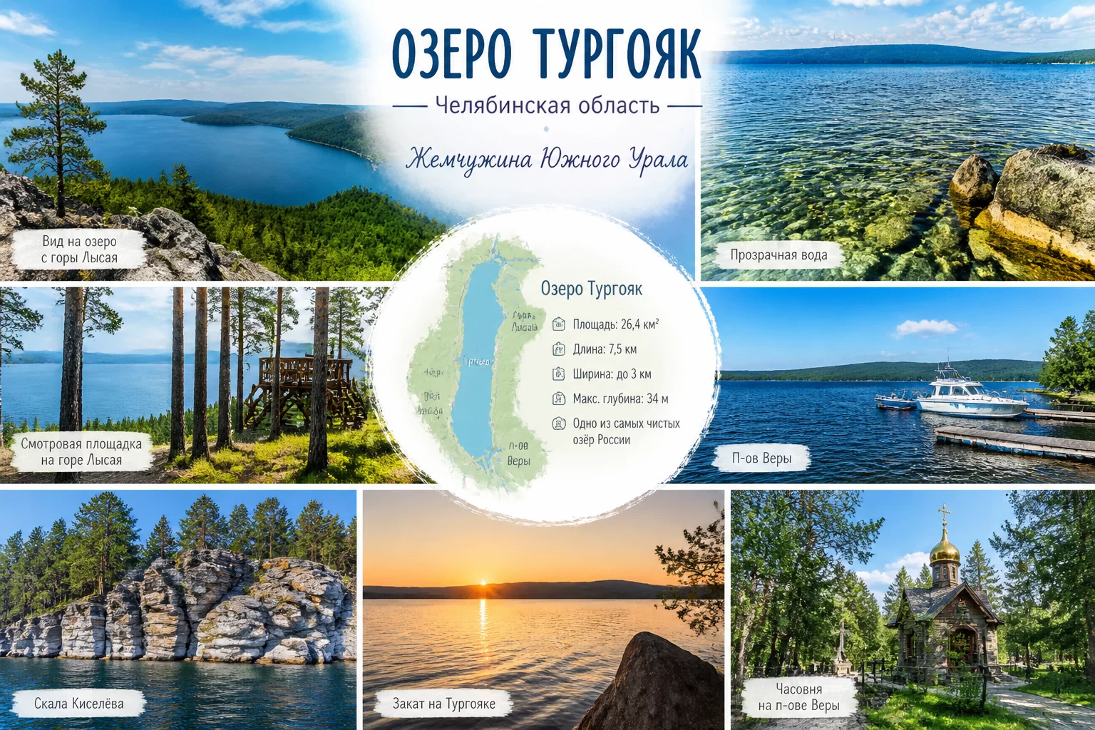 Озеро Тургояк в Челябинской области