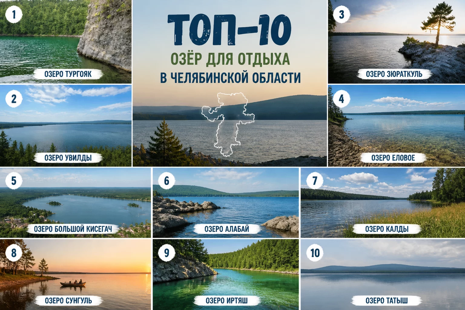 Уральская Швейцария: Топ-10 озёр для отдыха в Челябинской области