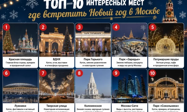 Топ-10 интересных мест где встретить Новый год в Москве